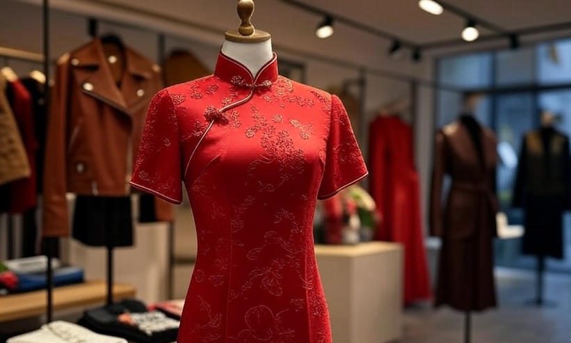 qipao displayed on a mannequin
