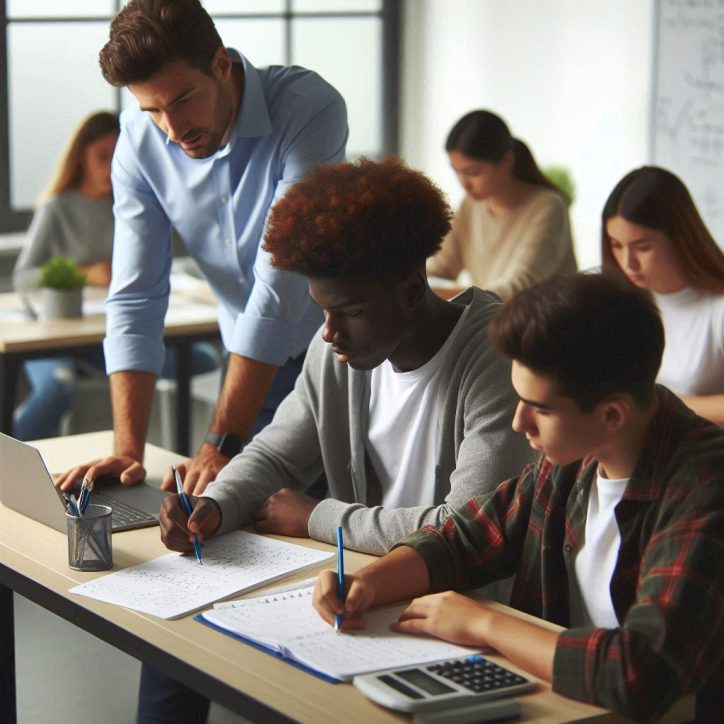 students working with a tutor